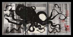 octopus, 2012_collage/ink on paper_100x205